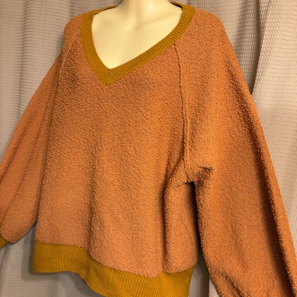 Mittoshop Orange Knit Acrylic Sweater w/balloon sleeves Women's S/M - Picture 3 of 5